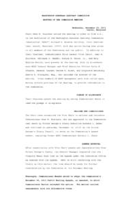 WASHINGTON SUBURBAN SANITARY COMMISSION MINUTES OF THE COMMISSION MEETING Wednesday, November 20, 2013 Laurel, Maryland Chair Gene W. Counihan called the meeting to order at 8:45 a.m.,