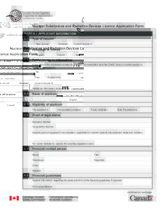 November 2011 Nuclear Substances and Radiation Devices Licence Application Form