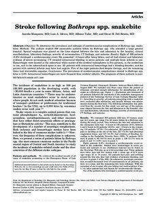 Articles  Stroke following Bothrops spp. snakebite