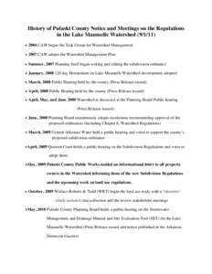 Microsoft Word - History of Pulaski County Notice and Meetings on the Regulations in the Lake Maumelle Watershed.docx