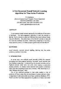 A New Recurrent Neural Network Learning Algorithm for Time Series Prediction P.G. Madhavan