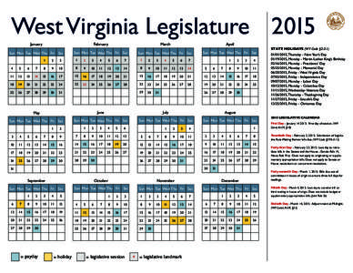 West Virginia Legislature 2015 January February  March