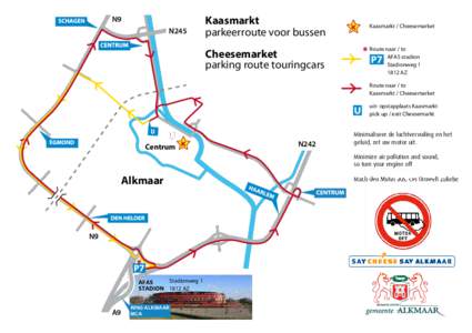 N9 N245 Kaasmarkt parkeerroute voor bussen