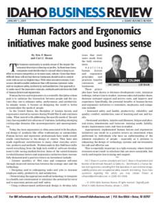 IDAHOBUSINESSREVIEW JANUARY 5, 2009 © IDAHO BUSINESS REVIEW  Human Factors and Ergonomics