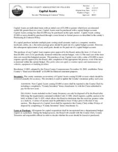 T E TO N C O U N T Y A D MI N I S TR A TI V E P O L I C I E S  Capital Assets See also “Purchasing & Contracts” Capital Policy Assets