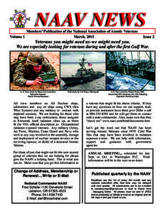 NAAV NEWS  Members’ Publication of the National Association of Atomic Veterans Volume 1 March, 2015