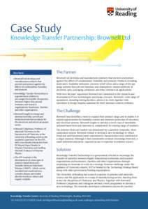 Case Study Knowledge Transfer Partnership: Brownell Ltd Key Facts  The Partner