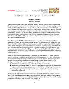 European Parliament, Directorate-General for External Policies, Policy Department April 6, 2012  An EU development-friendly trade policy under a “Comatose Doha”