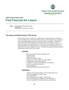 CMG GardenNotes #564  Fine Fescues for Lawns Outline:  Advantages and disadvantages, page 1