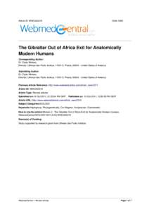 Article ID: WMC002319The Gibraltar Out of Africa Exit for Anatomically Modern Humans