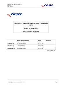 Reference: NSL_IAA-GPS-ICA-Q2-14 Issue: 1.A Date: INTEGRITY AND CONTINUITY ANALYSIS FROM GPS