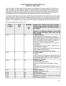 AARP FOUNDATION TAX-AIDE SCOPE[removed]WHAT’S IN – WHAT’S OUT AARP Foundation Tax-Aide helps low and moderate income taxpayers, with special attention to those 60 and older. Volunteers are trained to assist in fili