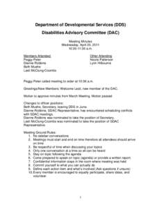 Disabilities Advisory Committee, April Meeting Minutes