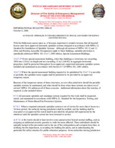 STATE OF NEW HAMPSHIRE DEPARTMENT OF SAFETY  Richard M. Flynn, Commissioner  Division of Fire Safety & Emergency Management  OFFICE OF THE STATE FIRE MARSHAL  J. William Degnan, State Fire Ma