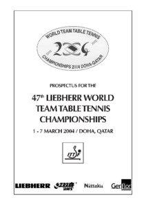 47th LIEBHERR WORLD TEAM TABLE TENNIS CHAMPIONSHIPS  1
