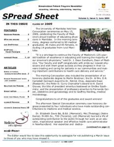 Standardized Patient Program Newsletter educating, informing, entertaining, inspiring SPread Sheet IN THIS ISSUE