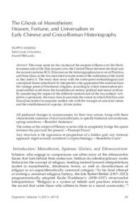 The Ghosts of Monotheism: Heaven, Fortune, and Universalism in Early Chinese and Greco-Roman Historiography FILIPPO MARSILI Saint Louis University 