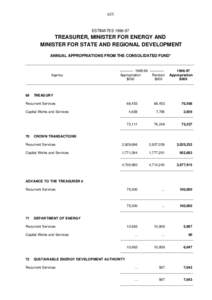 655  ESTIMATES[removed]TREASURER, MINISTER FOR ENERGY AND MINISTER FOR STATE AND REGIONAL DEVELOPMENT