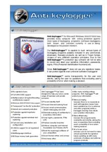 Anti-keylogger  TM Anti-keylogger Anti-keylogger™ for Microsoft Windows 2000/XP/2003/Vista