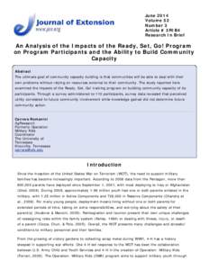 An Analysis of the Impacts of the Ready, Set, Go! Program on Program Participants and the Ability to Build Community Capacity
