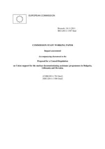 EUROPEAN COMMISSION  Brussels, [removed]SEC[removed]final  COMMISSION STAFF WORKING PAPER