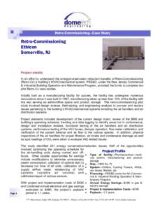Retro-Commissioning—Case Study  Retro-Commissioning Ethicon Somerville, NJ