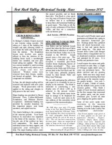 Fort Rock Valley Historical Society News  Summer 2012 this project possible, and we thank HOMESTEADER GARDEN them also. Fort Rock is a tiny speck