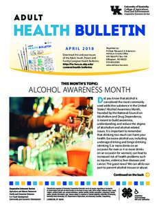 A P R I L 2018 Download this and past issues of the Adult, Youth, Parent and Family Caregiver Health Bulletins: http://fcs-hes.ca.uky.edu/ content/health-bulletins