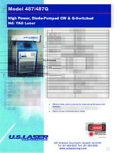 Model 487/487Q High Power, Diode Diode--Pumped CW & Q Q--Switched Nd: YAG Laser Performance