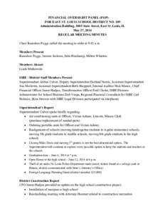 Financial Oversight Panel for East St. Louis District 189, Meeting Minutes, May 27, 2014