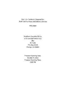 Part lA-Technical Proposal for: Bulk Fuel Purchase and Delivery Service RFQ 3064 Southern Counties Oil Co, a CA Limited Partnership