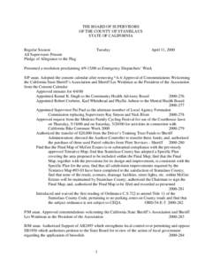 April 11, [removed]Board of Supervisors Minutes