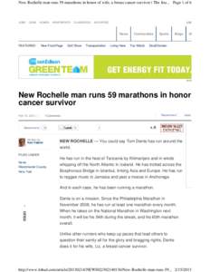New Rochelle man runs 59 marathons in honor of wife, a breast cancer survivor | The Jou... Page 1 of 6  JOBS CARS