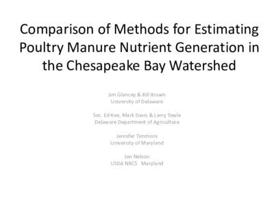 Southern United States / Local government in the United States / Intracoastal Waterway / Chesapeake Bay / Manure / Delaware / Maryland / Agriculture / State governments of the United States / Chesapeake Bay Watershed / States of the United States