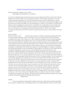 Southern Campaign American Revolution Pension Statements & Rosters Pension Application of Ralph Graves W 2102 Transcribed and annotated by C. Leon Harris At a Court on M onthly Session held for Fluvanna County on M onday