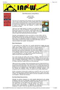 John Hoot  Page 1 of 4 CCD Photometry Using Filters John E. Hoot