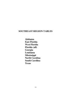 SOUTHEAST REGION TABLES  Alabama East Florida West Florida Florida (all)
