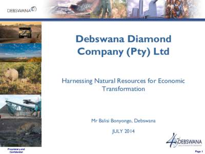 Debswana Diamond Company (Pty) Ltd Harnessing Natural Resources for Economic Transformation  Mr Balisi Bonyongo, Debswana