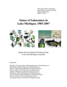 Great Lakes Fishery Commission Lake Michigan Committee Meeting Niagara Falls, Ontario March 20, 2008  Status of Salmonines in