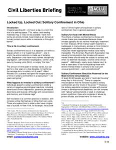 A Civil Liberties Briefing - Locked Up, Locked Out: Solitary Confinement in Ohio