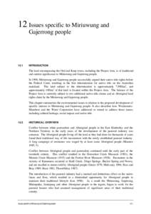 12 Issues specific to Miriuwung and Gajerrong peopleINTRODUCTION