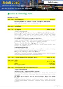 Daily Program  ■Science & Technology Paper October 14, [removed]:00-10:00