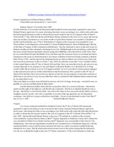 Southern Campaign American Revolution Pension Statements & Rosters Pension Application of Richard Murray S38253 Transcribed and annotated by C. Leon Harris Indiana District./ November Term 1820 On this ninth day of Novem