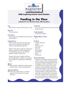 2006 Exploring Ancient Coral Gardens  Feeding in the Flow (adapted from The Charleston Bump 2003 Expedition)  Focus