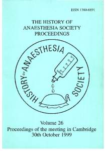 ISSN[removed]THE HISTORY OF ANAESTHESIA SOCIETY PROCEEDINGS