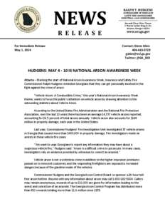 NEWS R E L E A S E For Immediate Release May 1, 2014