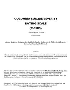 COLUMBIA-SUICIDE SEVERITY RATING SCALE (C-SSRS) Lifetime/Recent Version Version[removed]