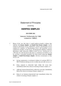 Instrument No.342 of[removed]Statement of Principles concerning  HERPES SIMPLEX