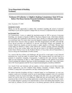 Bank / Federal Reserve System / Banks / Financial services / Law / Banking in the United States / Riegle-Neal Interstate Banking and Branching Efficiency Act / United States federal banking legislation / NationsBank / Branch