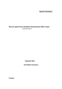 Tentative Translation  Measures against Bovine Spongiform Encephalopathy (BSE) in Japan (Interim report)  September 2004